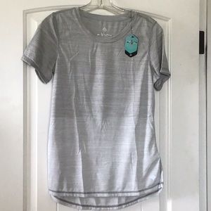 LuLaRoe Confident Rise Collection Workout Tee Silver Grey Size XS NWT Hi Low Hem